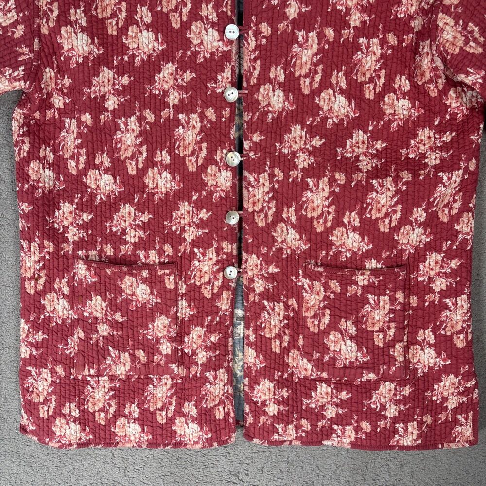 Women's XL Reversible Quilted Jacket Floral Grandmacore Boho Vintage Cottagecore - Picture 14 of 16